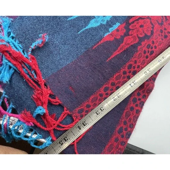 Pashmina Scarf Wrap Shawl 100% Pashmina Multicolor Fringe Boho 68x27 In - Picture 8 of 9